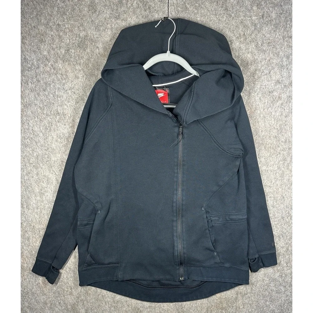 Nike Tech Fleece Cape Hoodie Womens Large Black Full Zip 684928-010